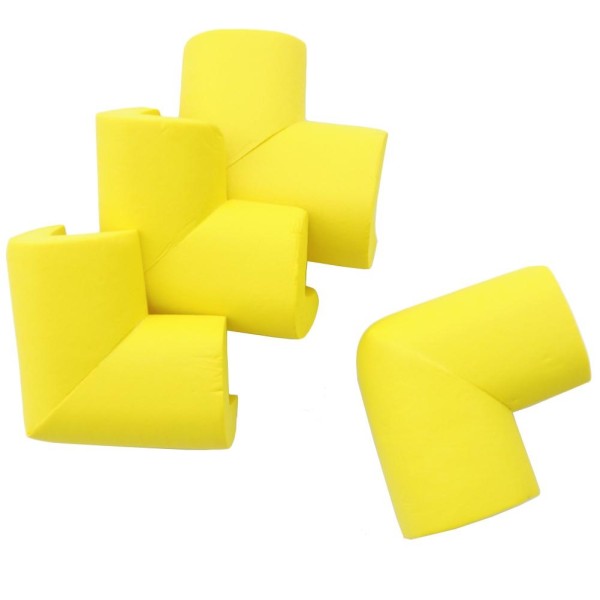 Set de 4 bucati protectii pentru colturi, masa, forma L, camera copilului, culoare galben
